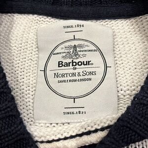 Men’s Barbour navy stripe knit sweater